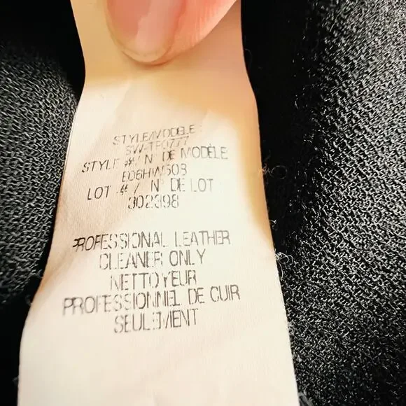 Helmut Lang Leather Trim Top Black Minimalist Designer Dolman Sleeve Size 4 - Picture 9 of 10